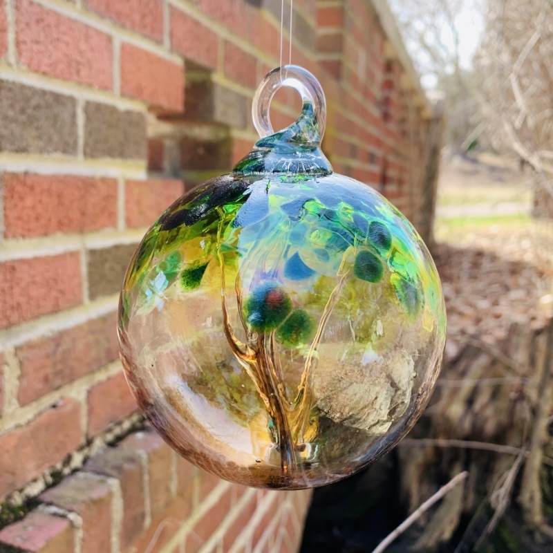 Glass Ornament Hand Blown Internal Tree Sculpture Artisan Holiday Decor