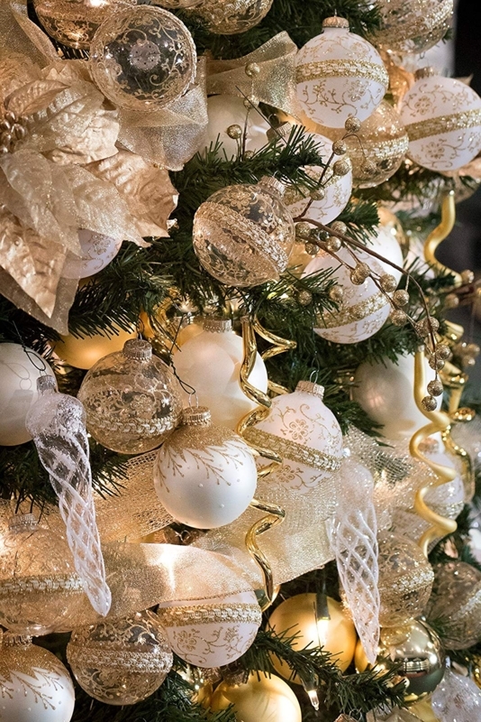 Glass Ornament Set Assorted Shapes Mixed Finishes Glitter Accents Decor