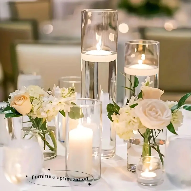 Glass Vase Set with Submerged Orchids & Floating Candle Display
