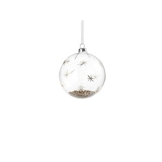 Gold Filled Glass Ornaments, Clear Shimmering Ball Set