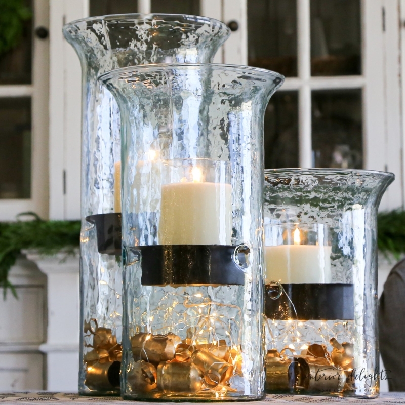 Gold Hurricane Candle Holder Set: Polished Pedestal Bases