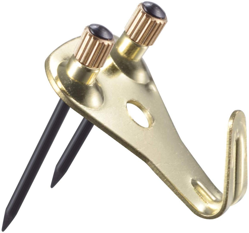 Gold Metal Picture Hanging Hook: heavy duty with angled nail entry