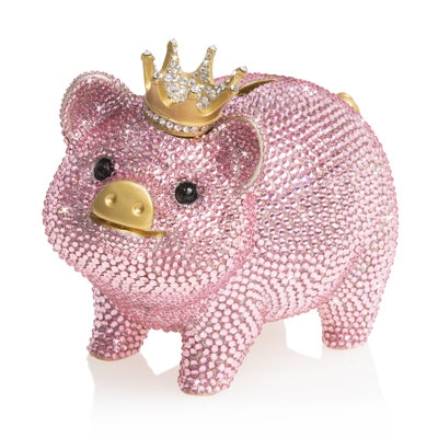 Gold Piggy Bank with Top Hat and Bow Tie Dapper Theme