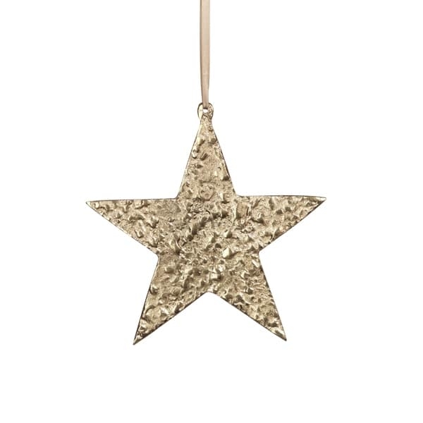 Gold Star Christmas Ornament: Eight-Pointed Metallic with Radial Texture