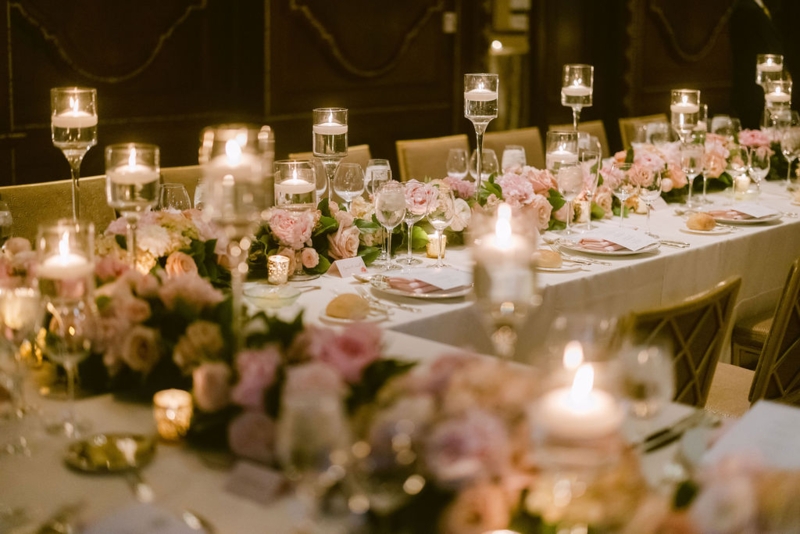 Gold Taper Candle Holders Floral Garland Runner Luxury Wedding Decor