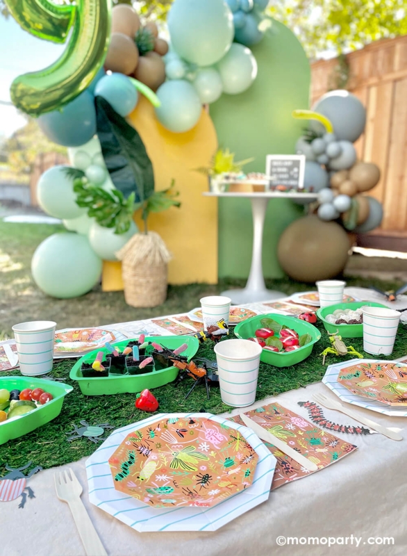 Green Palm Leaf Serving Trays for Whimsical Bug Party Table Decor