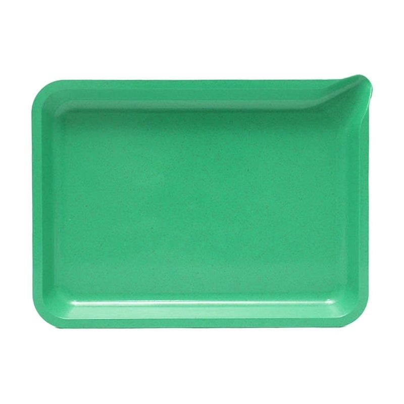 Green Tray with Integrated Pouring Spout and Matte Finish