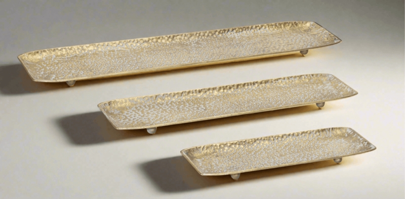 Hammered Gold Decorative Trays Rectangular Nesting Set