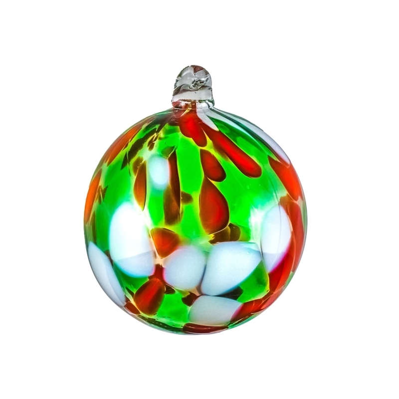 Hand Blown Glass Ornament Colorful Swirls Glossy Finish Festive Decor