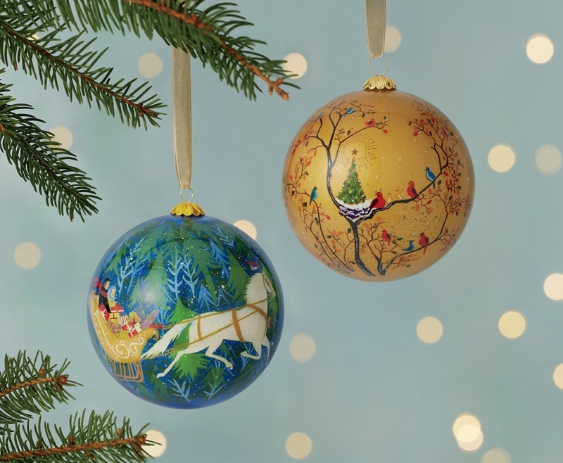 Hand-Painted Glass Christmas Ornaments, Traditional Chinese Motifs