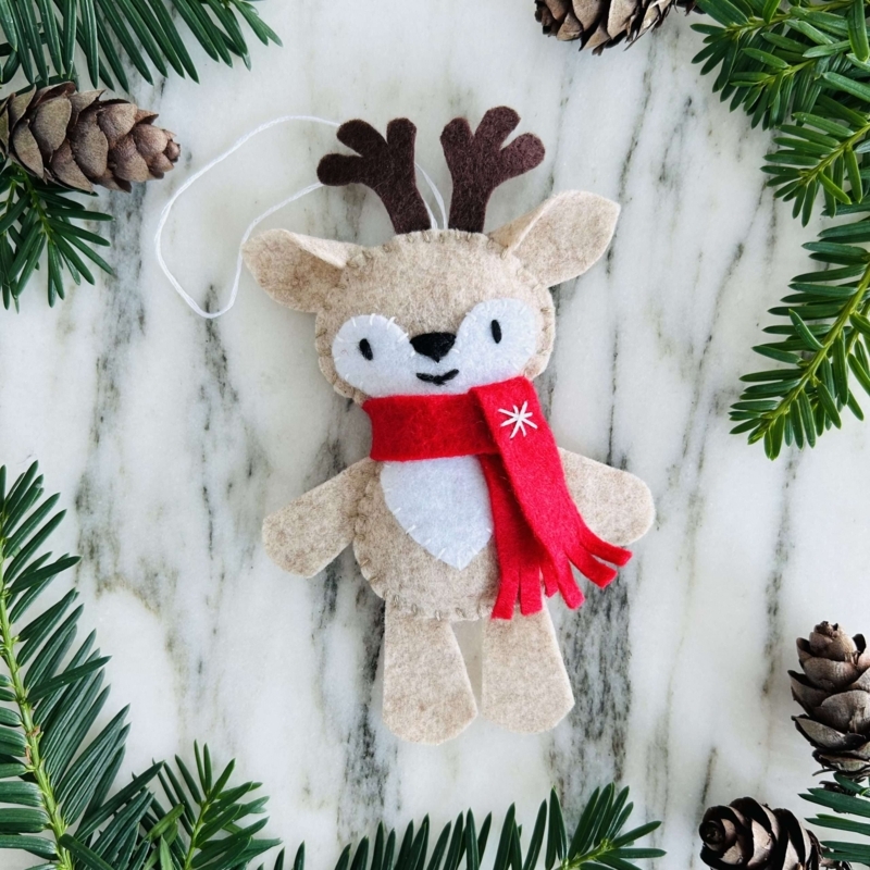 Hand Stitched Felt Holiday Ornament for Cozy Cottagecore Accents
