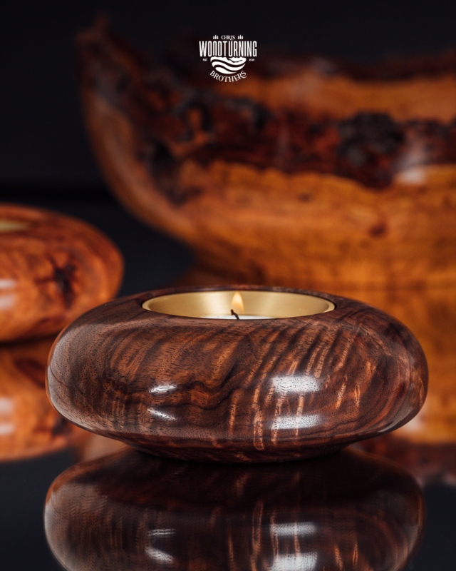 Hand-turned Wood Votive Candle Holder, Tapered Organic Modern Vessel