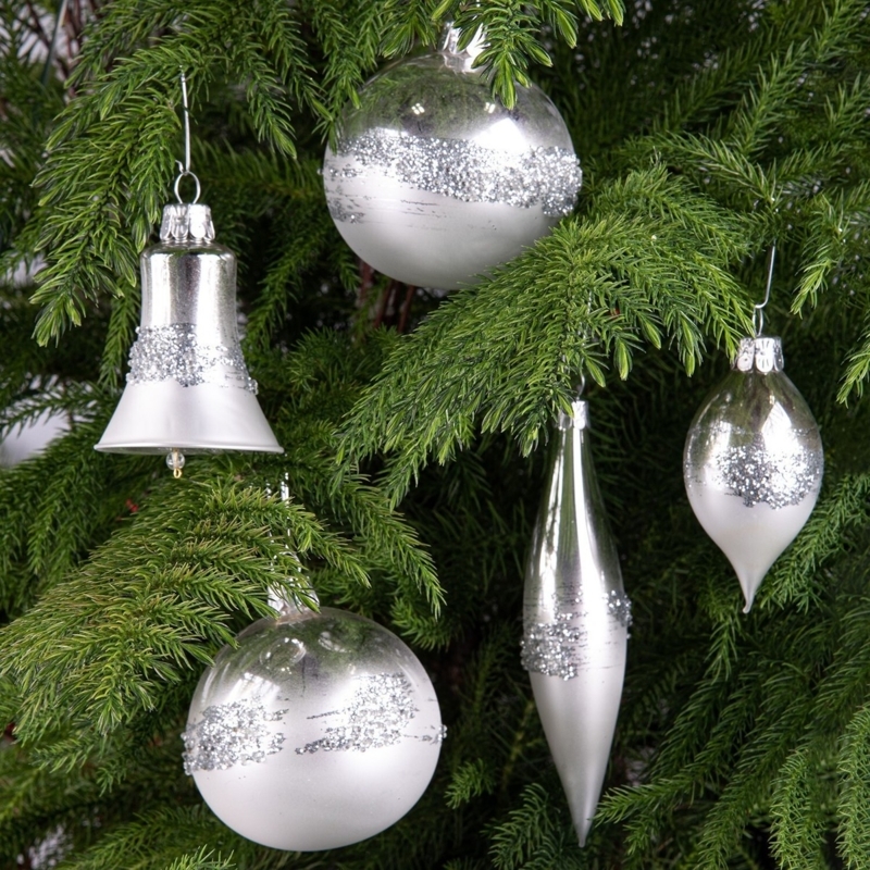Handblown Glass Christmas Ornaments, Retro Etched Patterns