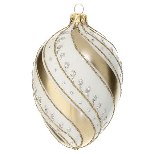 Handcrafted Blown Glass Bauble with Gold Scrollwork and Filigree Detail