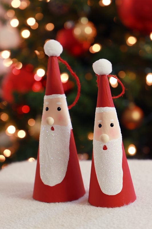 Handmade Clothespin Santa Ornament Wool Roving Beard Rustic DIY