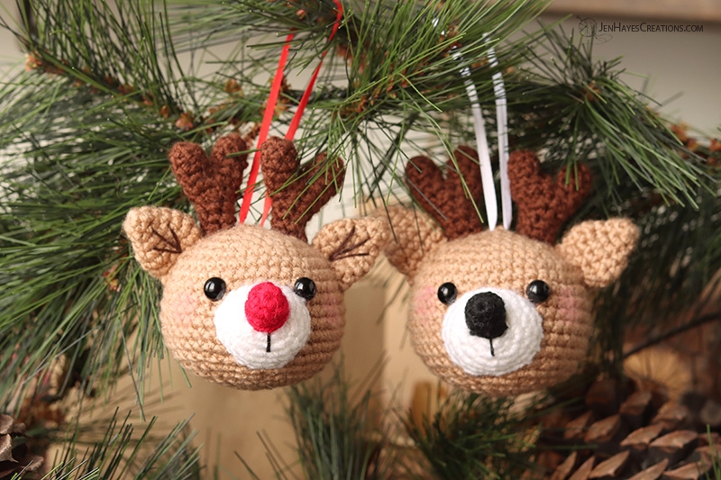 Handmade Crochet Reindeer Ornament Amigurumi Head Whimsical Decor