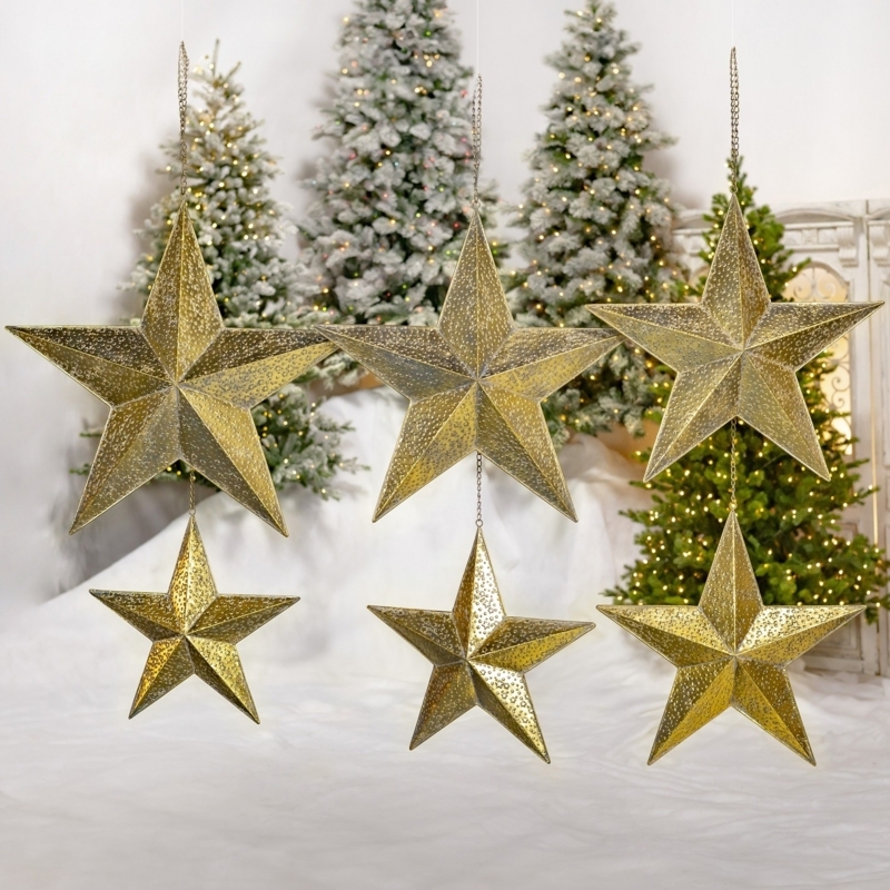 Hanging Decoration Graduated Scales Brushed Gold Festive Metallic Decor