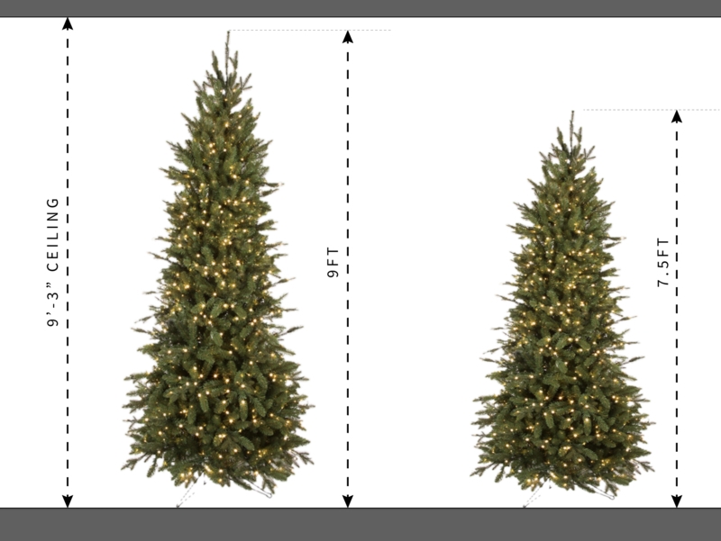 High Ceiling Scale Christmas Tree Minimalist Pre-lit Layout