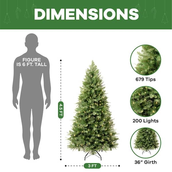 High Tip Count Pre-Lit Artificial Christmas Tree for Dense Foliage
