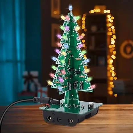 Holiday Decoration Circuit Board Construction Red LED Glow DIY