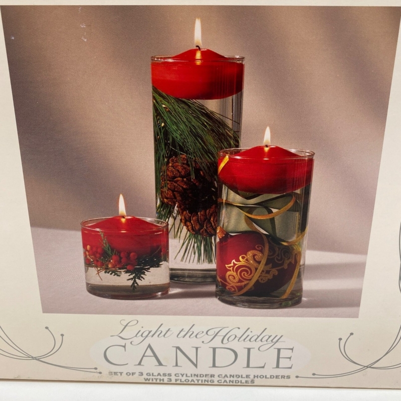 Holiday Floating Candle Centerpiece: Submerged Berries Glass Trio