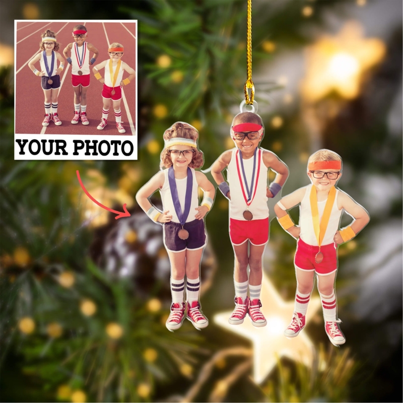 Holiday Ornament Custom Photo Clear Acrylic Custom Shape Personalized