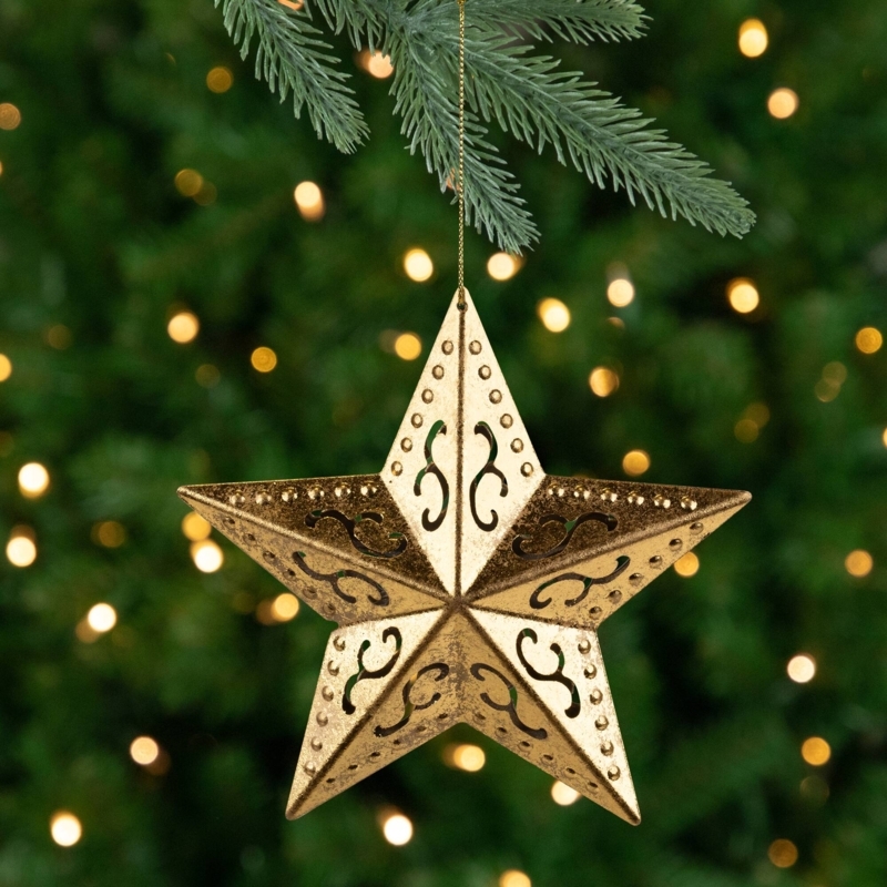 Holiday Ornament Filigree Design Gold Finish Traditional Holiday Decor