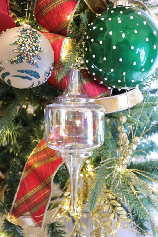 Holiday Ornament Iridescent Finish Glass Finial Drop
