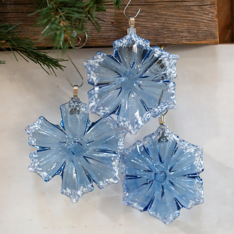 Holiday Ornament Iridescent Glass Hand Blown Look Winter Decor