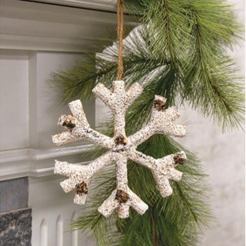 Holiday Ornament Large 8 Inch Rustic Birch Bark Texture Wood Toned