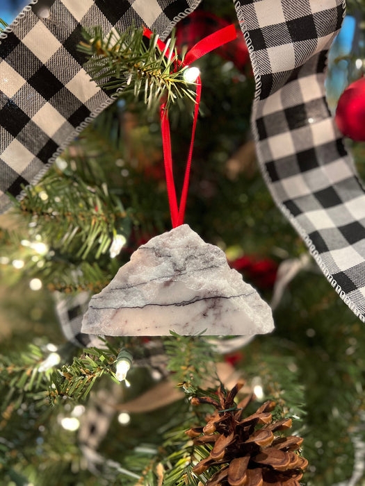 Holiday Ornament Layered Wood: Laser-Cut Mountain Landscape Silhouette
