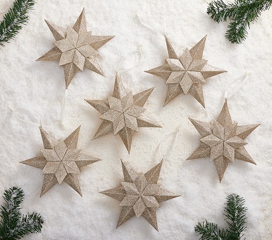 Holiday Ornament Multifaceted 3D Form Silver Glitter Whimsical Decor