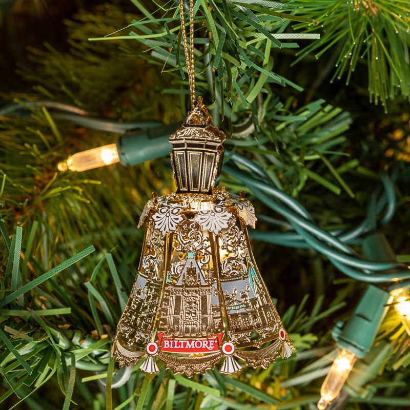 Holiday Ornament Polished Gold Bell Architectural Illustration Traditional