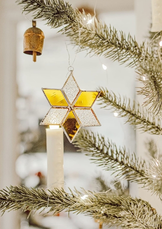 Holiday Ornament Stained Glass 3D Star Shape Artisan Holiday Window