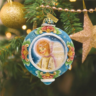 Holiday Ornament Stylized Angel Silhouette Speckled Matte