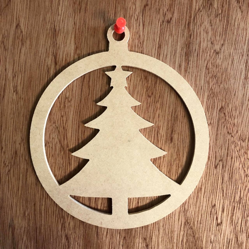 Holiday Ornament Unfinished Wood Tiered Tree Cutout DIY Minimalist