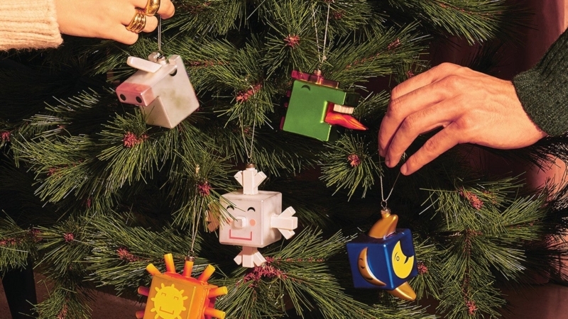 Holiday Ornaments Stylized Characters Glossy Bold Red Palette