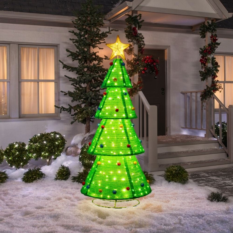 Holiday Tree Slatted Conical Form Modern Rustic Christmas Tree Warm LEDs