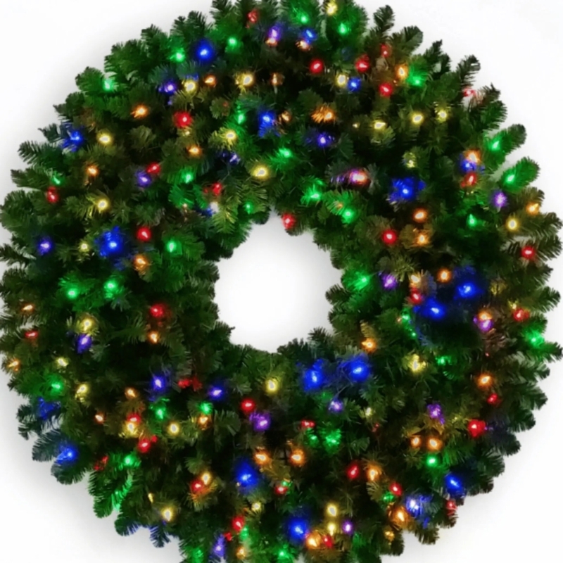 Holiday Wreath Oversized 48 Inch Pre-Lit Multi-Color LEDs