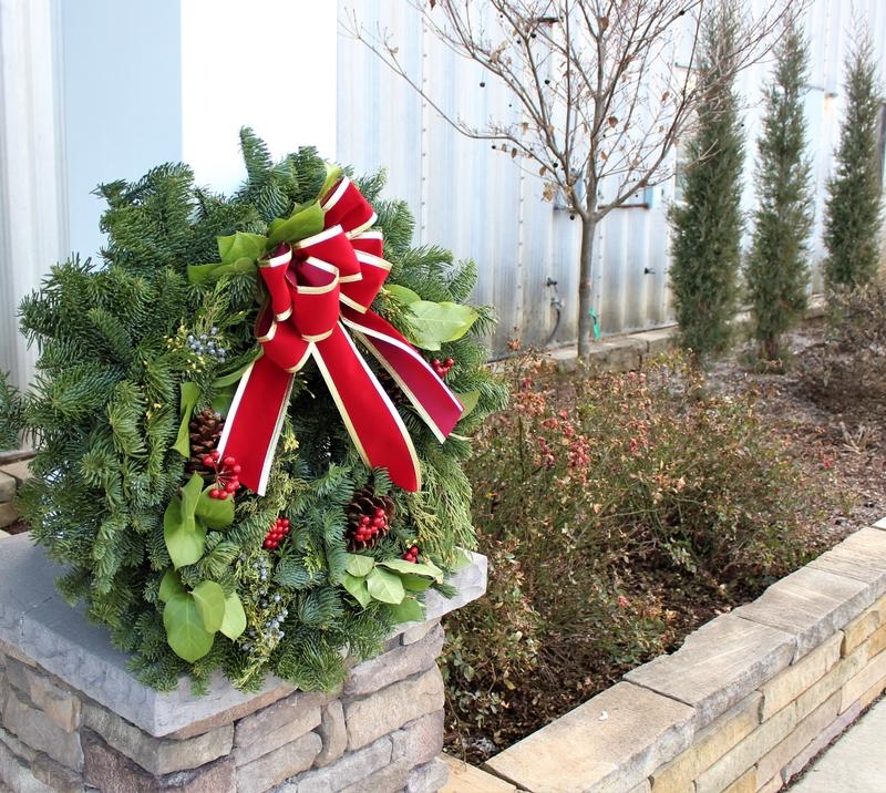 Holiday Wreath Rustic Evergreen Dangling Pinecones Natural Live
