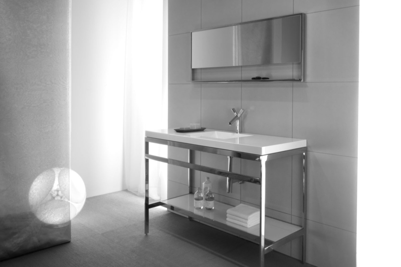 Horizontal Bathroom Mirror Thin Silver Frame, Integrated Backlighting