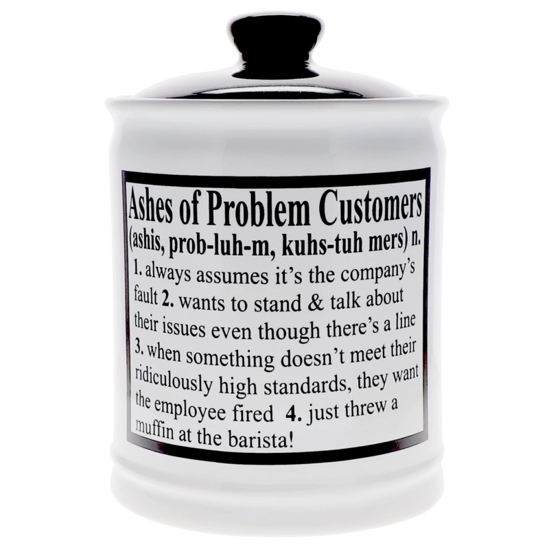 Humorous Ceramic Coin Bank with Slotted Lid Jar Printed Text