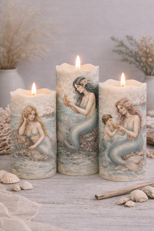 Hurricane Candle Holder Glass Sand Filled Base Starfish Twine Tie