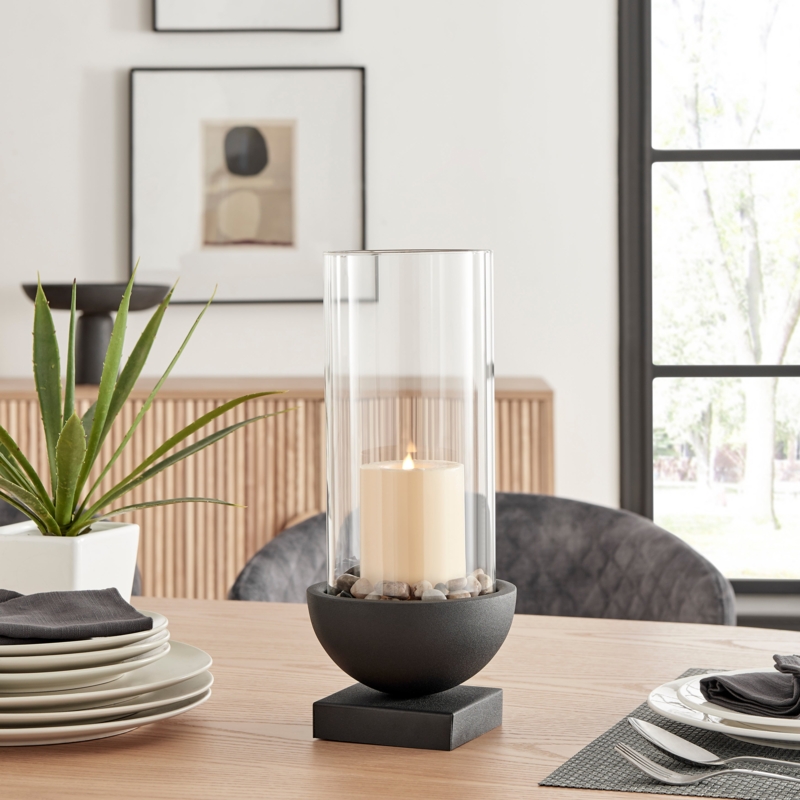 Hurricane Candle Holder Matte Black X-Base, Industrial Chic Lantern