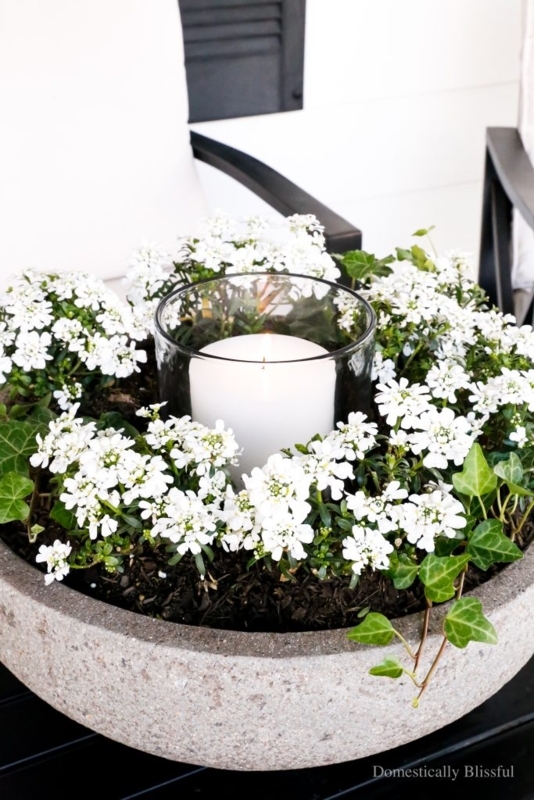 Hurricane Candle Holder with Integrated Weathered Pot & Planter