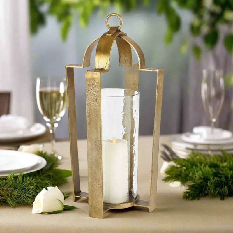 Hurricane Candleholder Hammered Glass Transitional Dining Decor