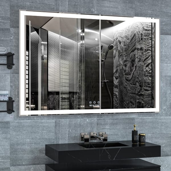 Illuminated Vanity Mirror Large Rectangular Integrated Light Frame