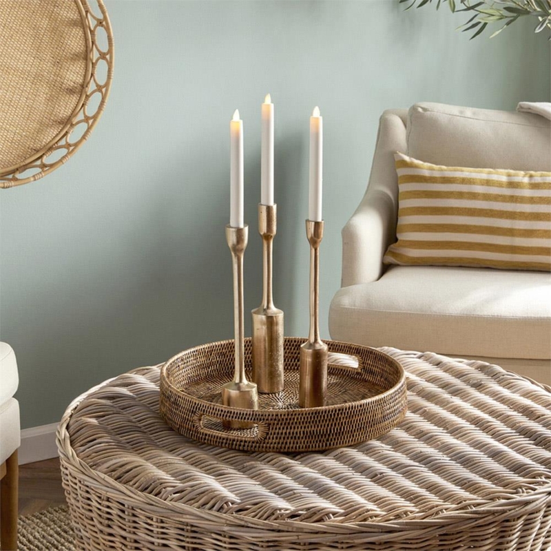 Industrial Gold Candlestick Set Minimalist Brushed Metal