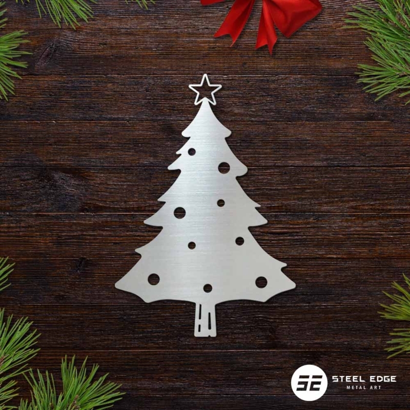 Industrial Style Holiday Decor Cold Rolled Steel Tree Cutout Ornament