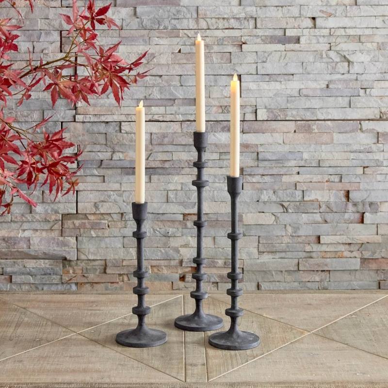 Industrial Taper Candle Holder Set Abacus Rings Graduated